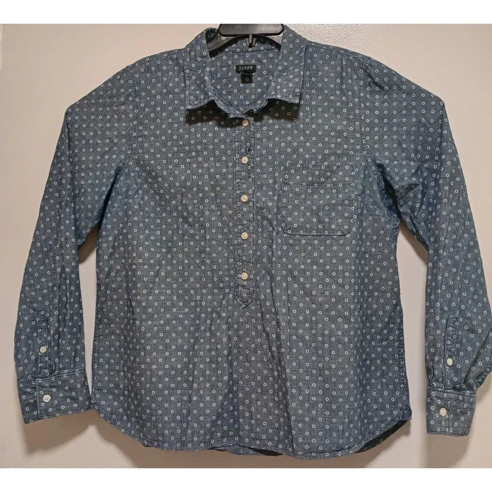 J. Crew Shirt Mens XL  Fit Button Down Long Sleeve Blue Circle Print Shirt